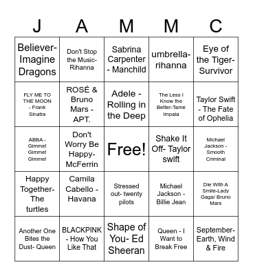 THE ULTIMATE BINGO JAM Bingo Card