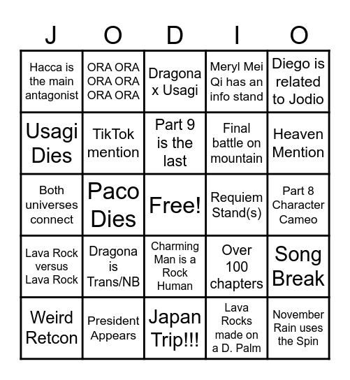 Part 9 Bingo Card