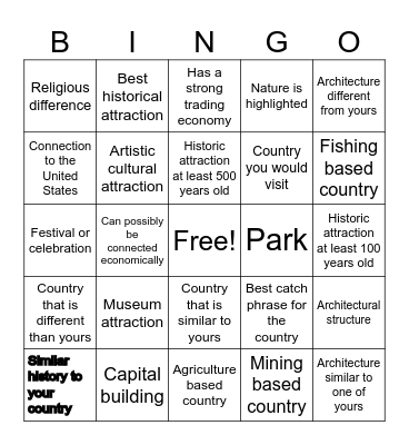 East and Southeast Asia Bingo Card