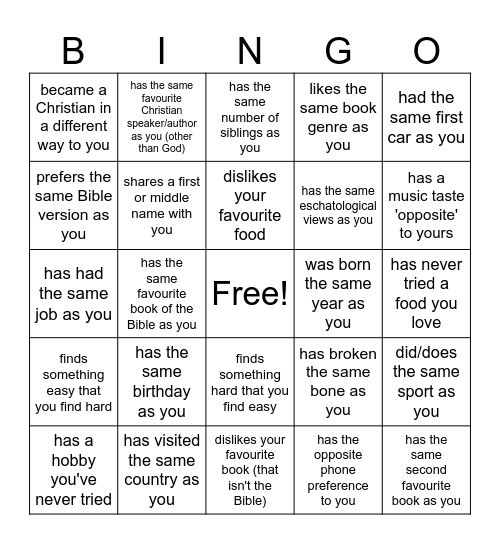 Find someone who... Bingo Card
