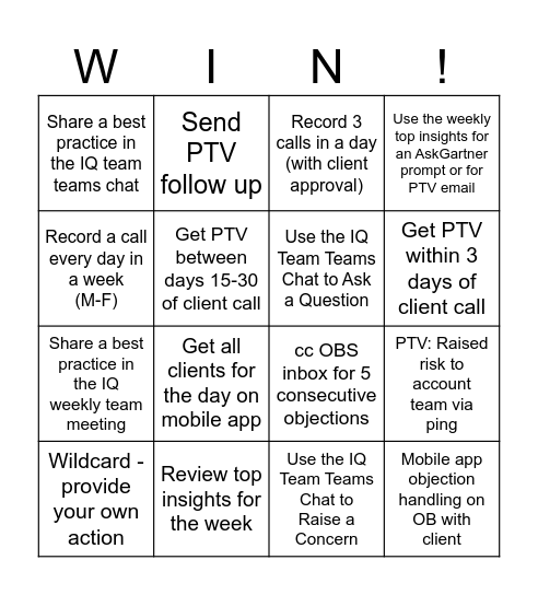 Insights Queens Bingo Card