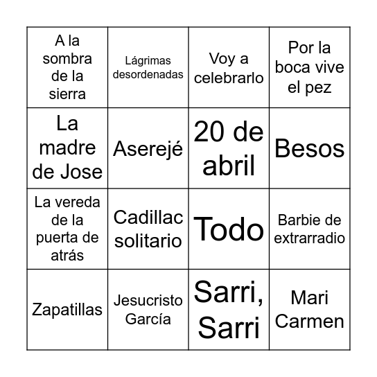 Bingo musical festi de primavera 2026 Bingo Card
