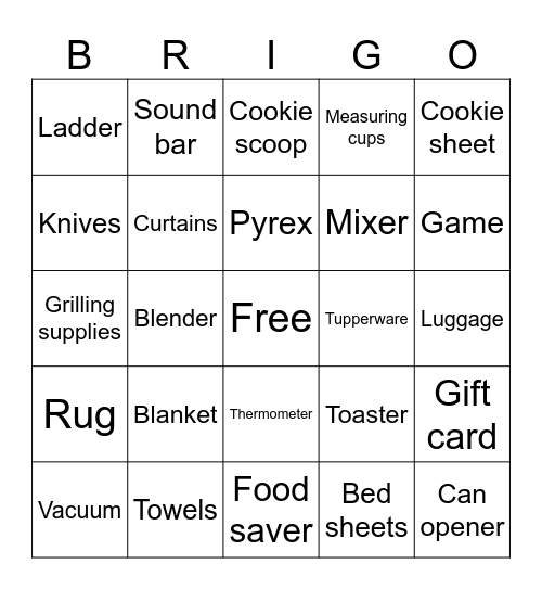 Erin's Bridal Bingo Card