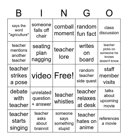 Hillstory Bingo Card
