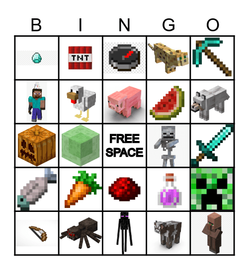 Minecraft Bingo Game Bingo Card