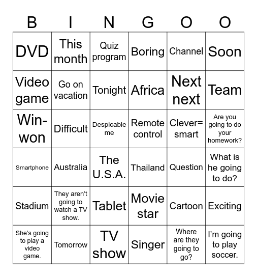 UNIT 12: Something new to watch! Bingo Card