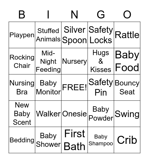 Baby Shower Bingo Card