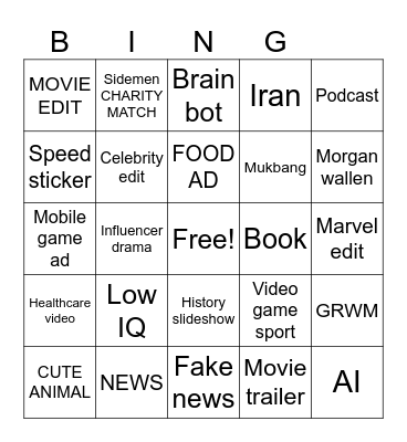 M Bingo Card