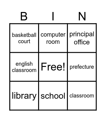 Describing school places Bingo Card