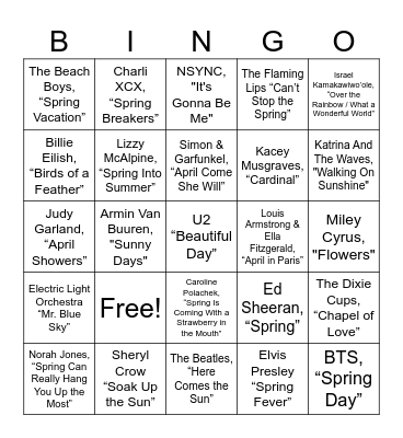 Springo Bingo Card