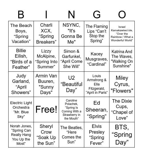 Springo Bingo Card