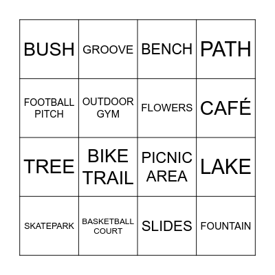 PARK VOCABULARY Bingo Card