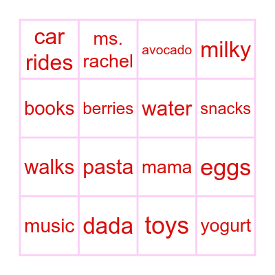 Parker's Favorites Bingo Card