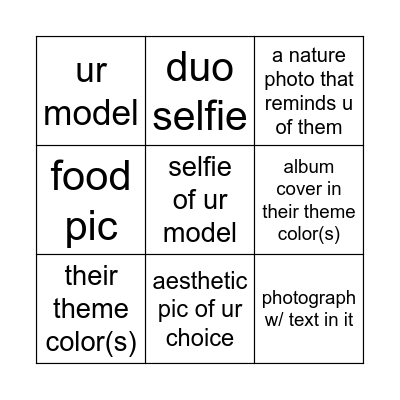 krp pallette!! Bingo Card