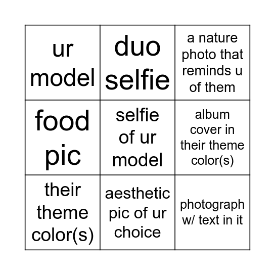 krp pallette!! Bingo Card
