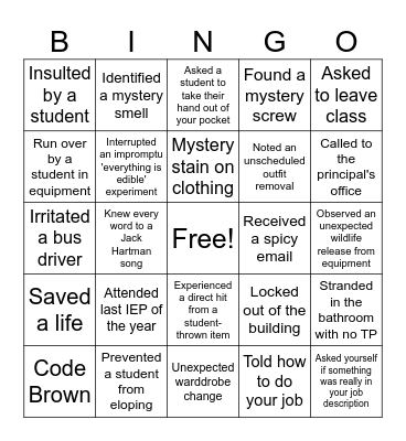 End of the School Year Bingo Card