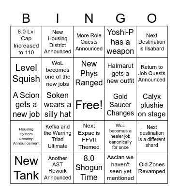 FFXIV NA Fan Fest 2026 Bingo Card