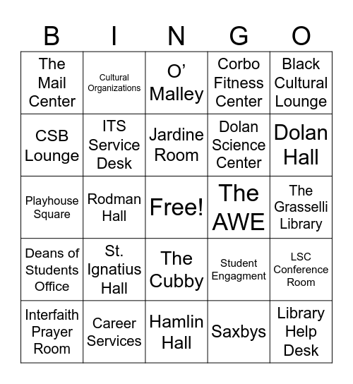MELT Bingo Card