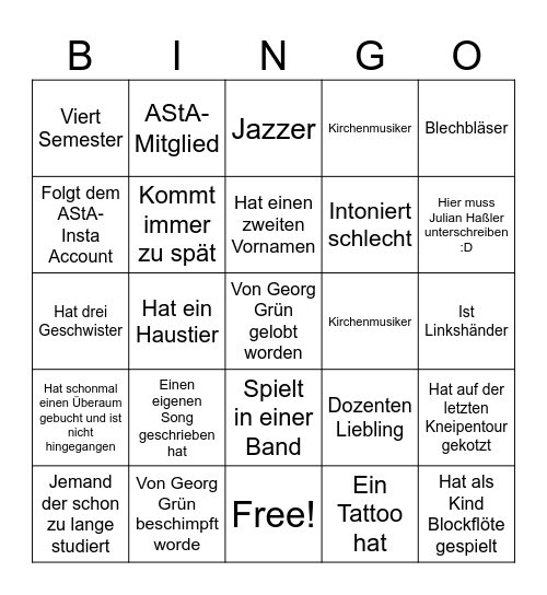 AStA-Kneipentour Bingo Card
