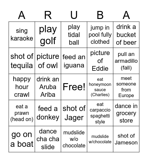 Vacation 2026 BINGO Card