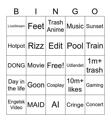 Douyin Bingo Card