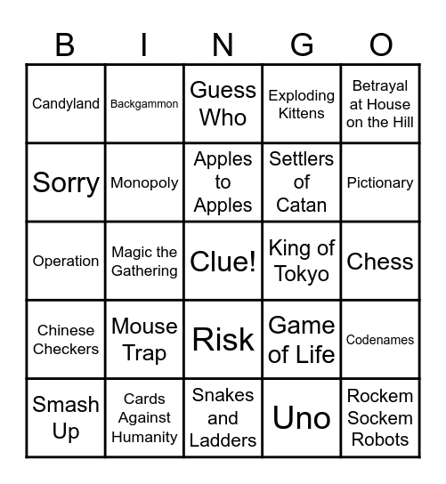 Board Game To Horror Move Pipeline Bingo Card