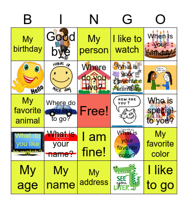 SGD AAC Get to know you Bingo 2 Bingo Card