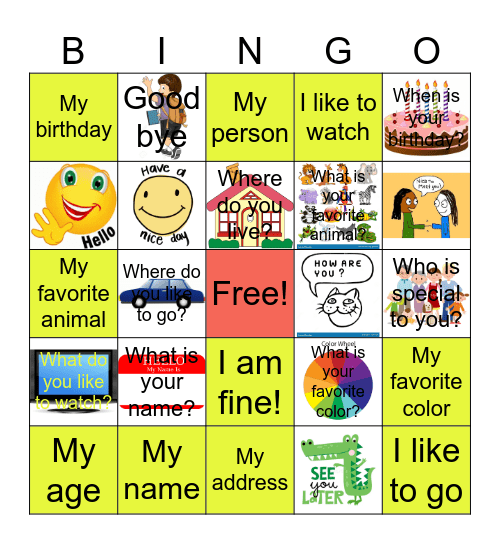 SGD AAC Get to know you Bingo 2 Bingo Card