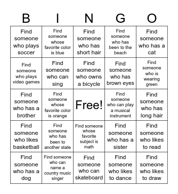 Field Day Bingo! Bingo Card