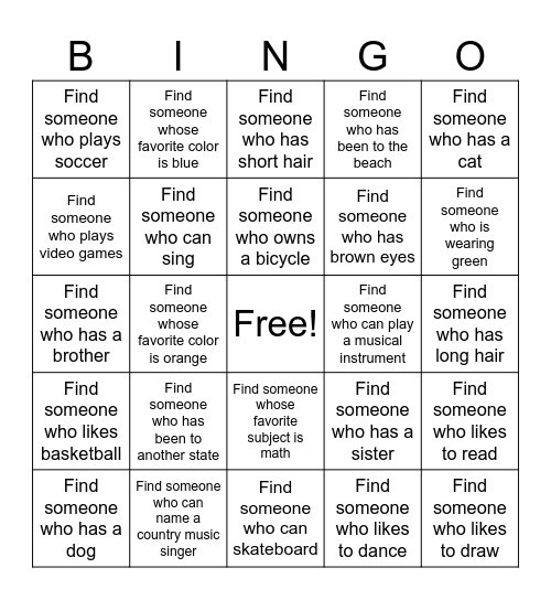 Field Day Bingo! Bingo Card