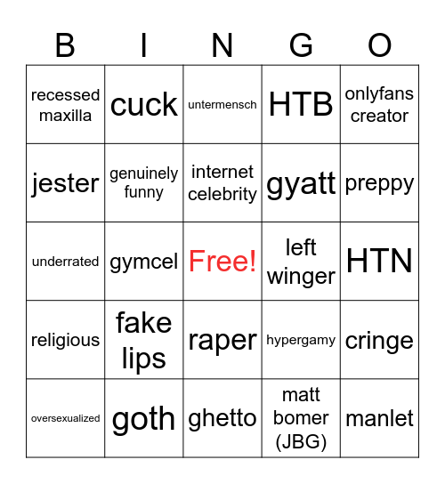 shitty youtube dating show bingo Card