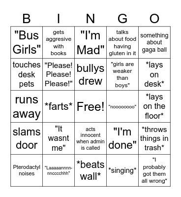 Landon Bingo Card