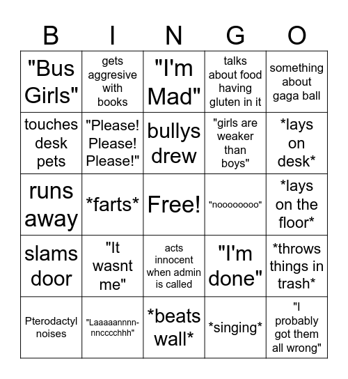 Landon Bingo Card