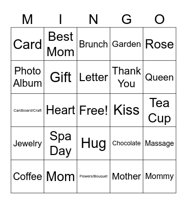 Mothers Day BINGO Card