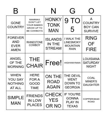 OLD SCHOOL COUNTRY Bingo Card