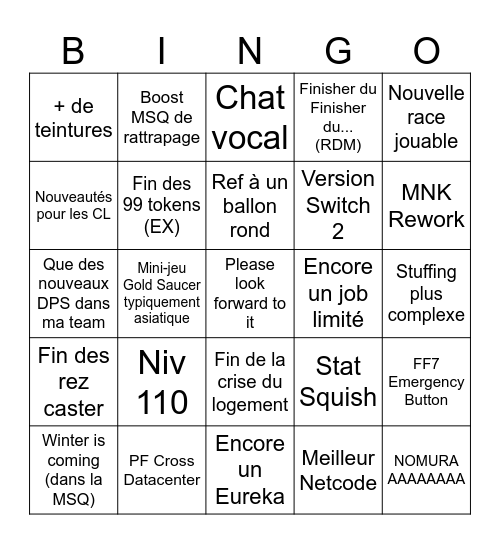 Fanfest Leveldown Bingo Card