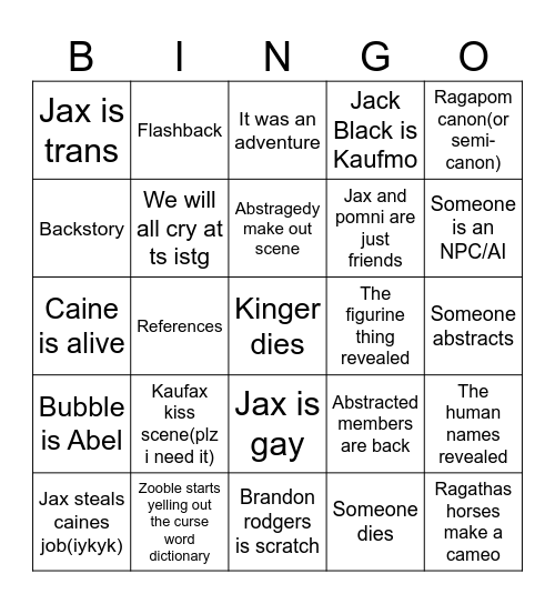 Tadc ep 9 bingo Card