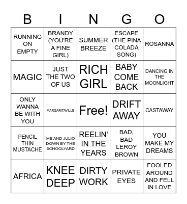 CHEESEBURGER IN PARADISE Bingo Card