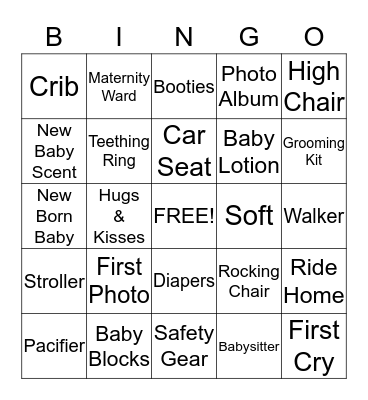 Baby Shower Bingo Card