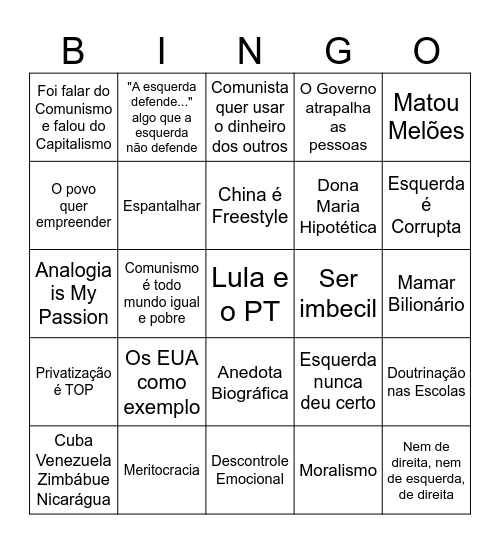 Bingo do Imbecil Bingo Card