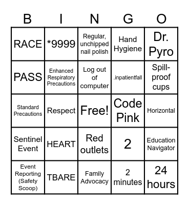 Joint Commission BINGO Card