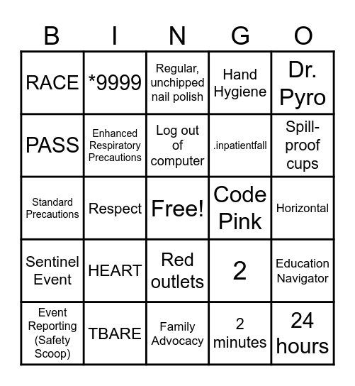 Joint Commission BINGO Card