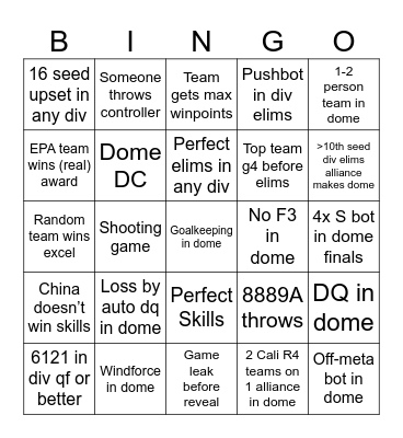 Push Back Worlds - Henry Bingo Card