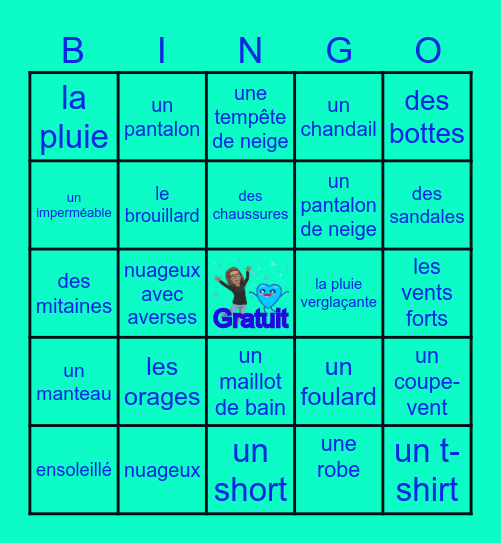 La belle province: Le vocabulaire (partie 2) Bingo Card