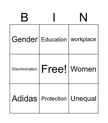 Adidas Bingo Card
