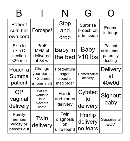 Days vs Nights Bingo Card