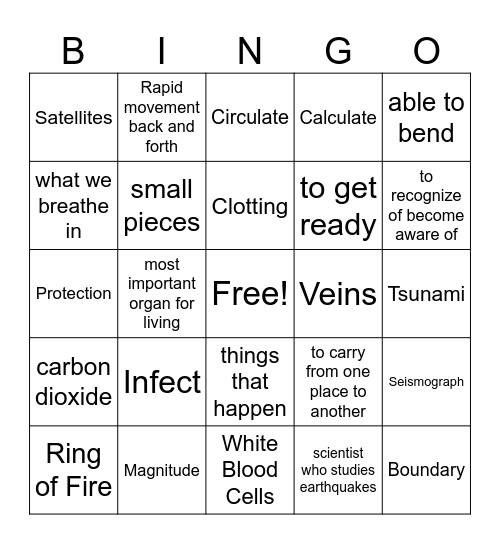 Rewards Unit 5 and 12 8th Grade Bingo Card