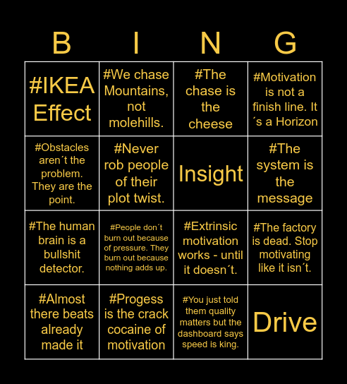 Drive Method – The Insight Section Bingo Card