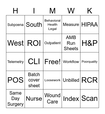 HIP WEEK #2026 Bingo Card