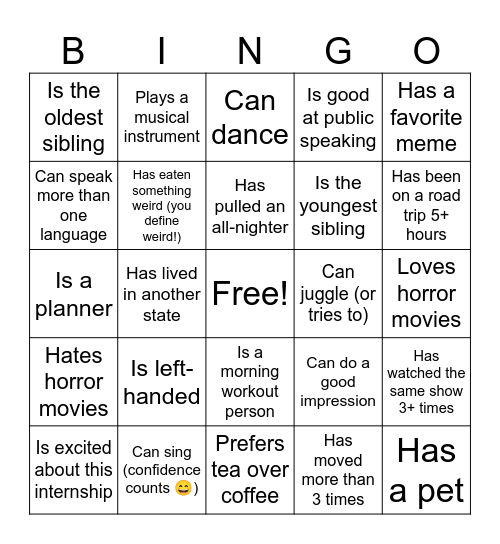 Untitled Bingo Card